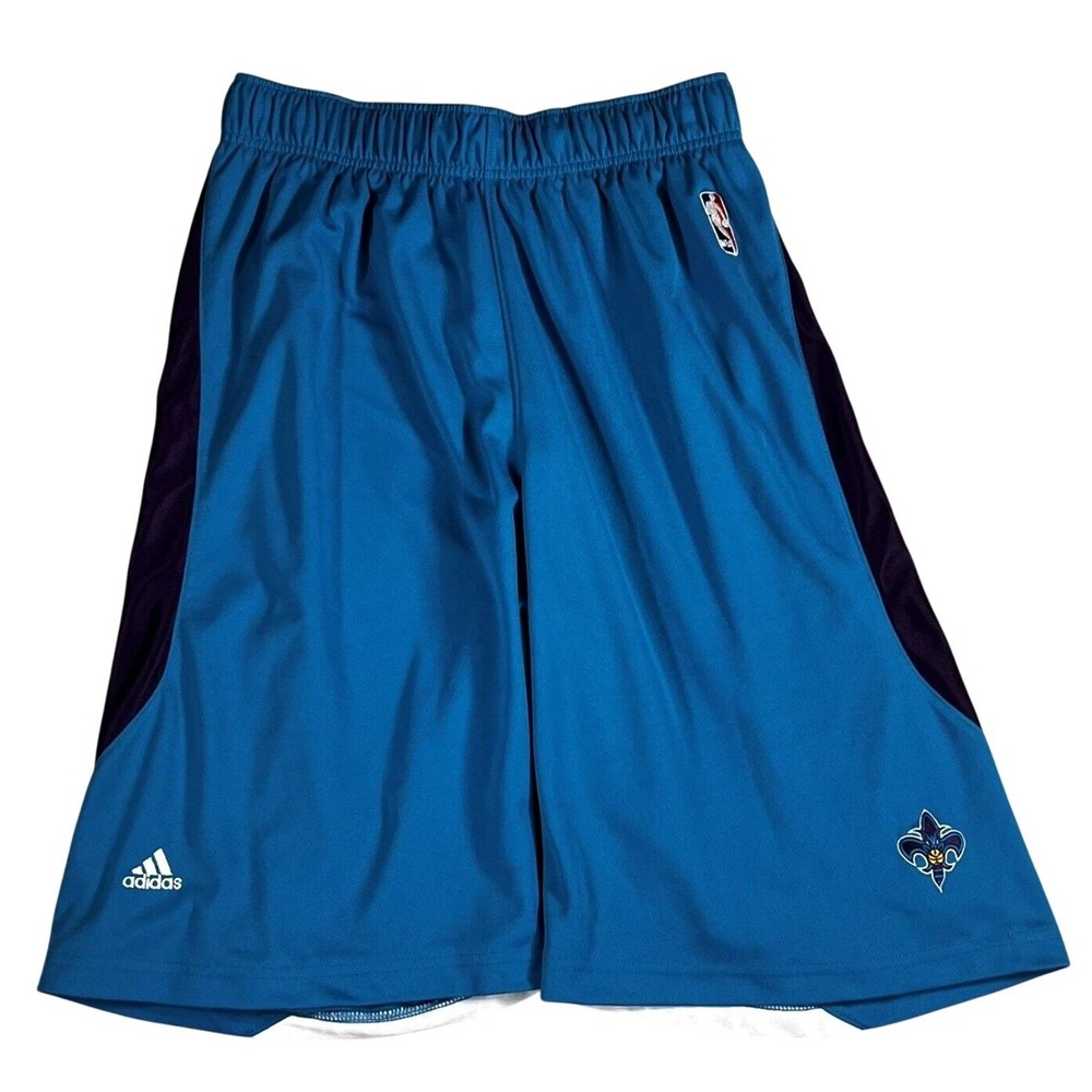 Adidas NBA New Orleans Pelicans Basketball Shorts Mens Medium Blue Fleur De Lis